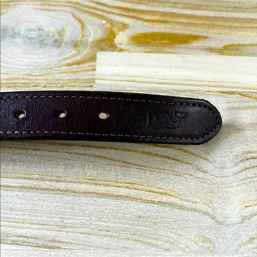Vineyard Vines Navy Blue Canvas Belt with American Flag Patch